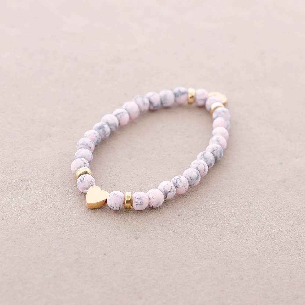 Bracelet élastique perles avec cœur