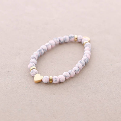 Bracelet élastique perles avec cœur