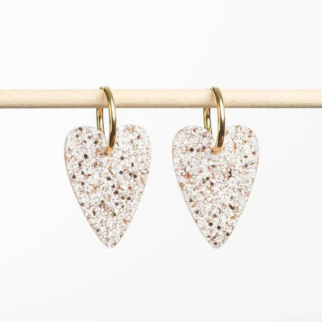 Boucles d'oreilles Cœur Ivoire Champagne