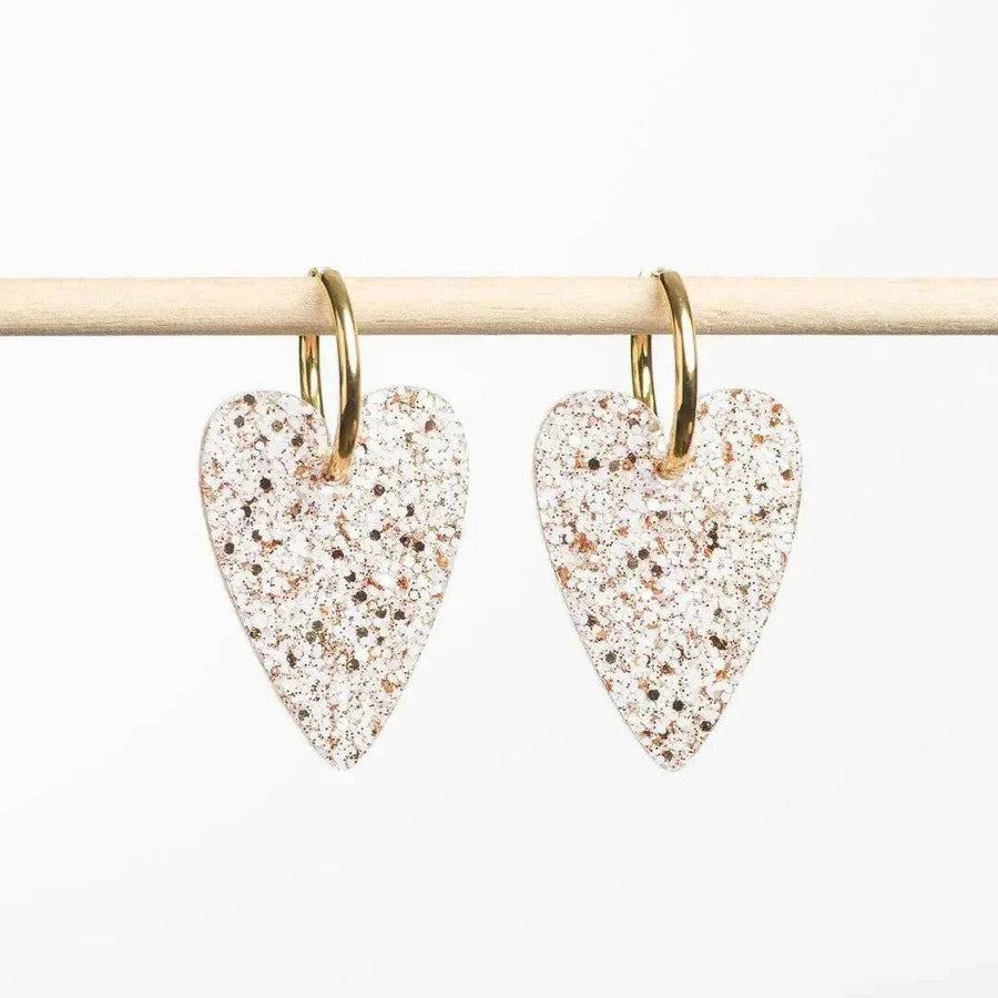 Boucles d'oreilles Cœur Ivoire Champagne