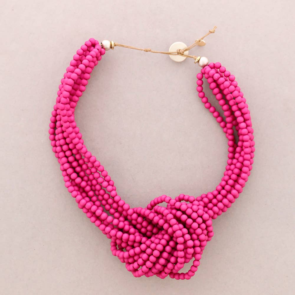 Collier Ras du Cou Nœud Perles Résine