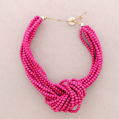 Collier Ras du Cou Nœud Perles Résine
