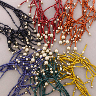 Collier Multi-Rangs Franges Tubes Résine