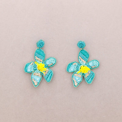 Boucles d'oreilles fleuries en perles: Orange