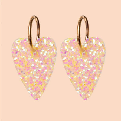 Boucles d'oreilles Cœur Orange Jaune