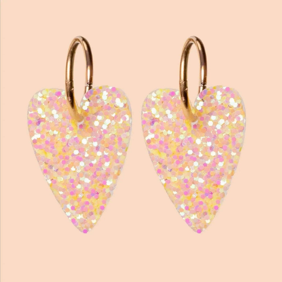 Boucles d'oreilles Cœur Orange Jaune