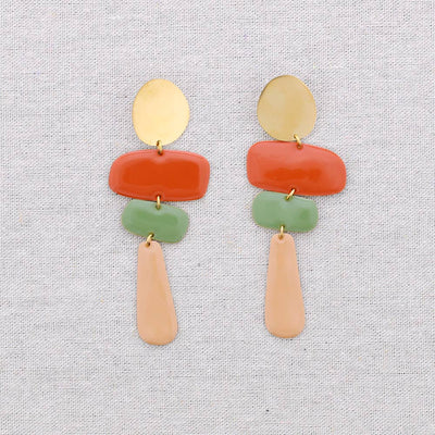 Boucles d'oreilles en acier pendantes géométriques émail