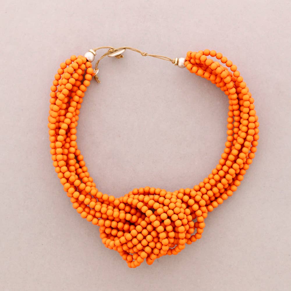 Collier Ras du Cou Nœud Perles Résine