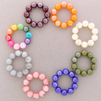 Bracelet Élastique Perles Boules Résine: Bleu