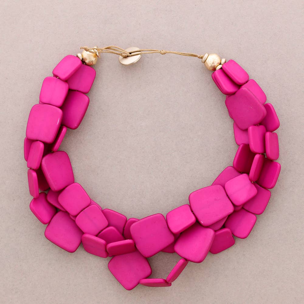 Collier 3 tours perles en résine
