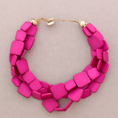 Collier 3 tours perles en résine