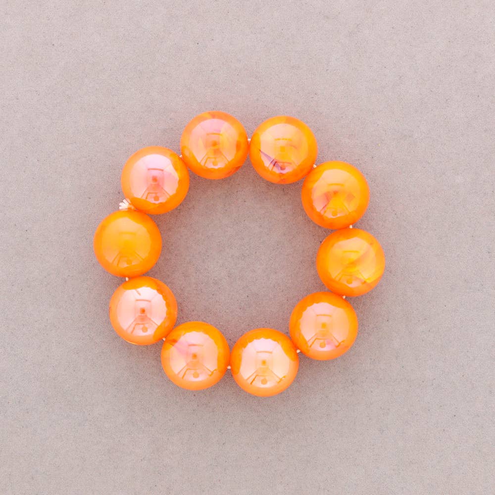 Bracelet Élastique Perles Boules Résine: Verde